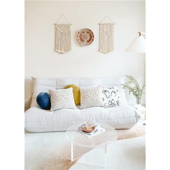 2 Pcs Macrame Wall Hanging Boho Wall Decor Home Chic Decoration Wall Pediments - Picture 2 of 6